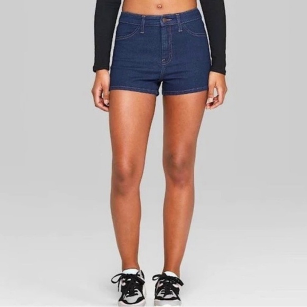 NWT Wild Fable High Rise Shorts High Waist Mom Jeans Denim Dark Indigo Blue New